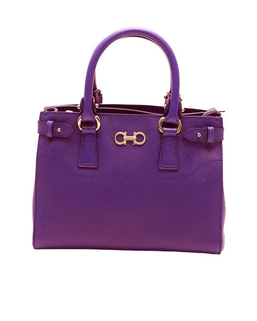 Ferragamo Purple Zippered Handbag