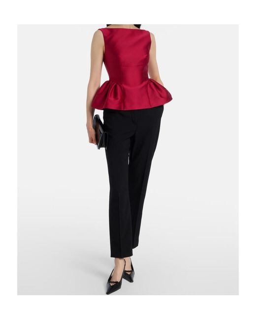 Roland Mouret Red Peplum Taffeta Top