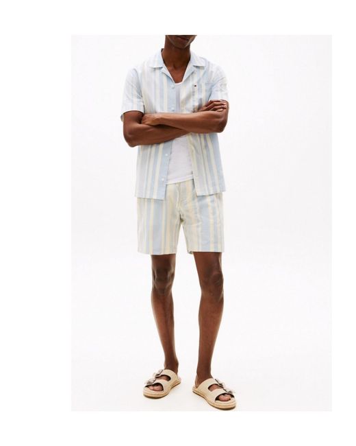 Tommy Hilfiger White Striped Casual Shorts for men