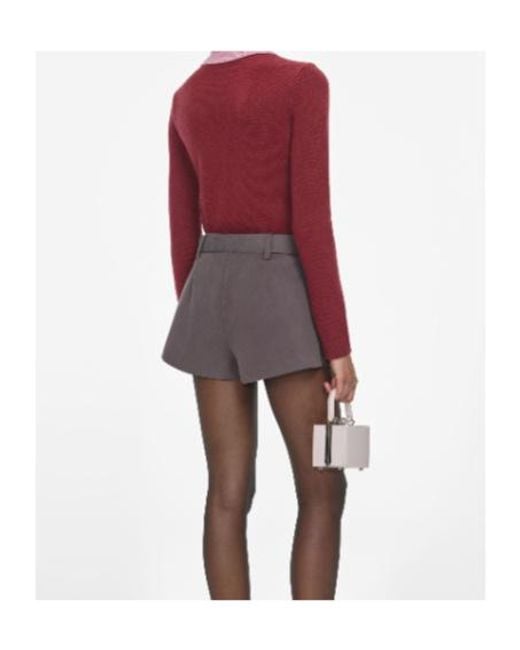 Self-Portrait Red Contrast Collar Knit Top