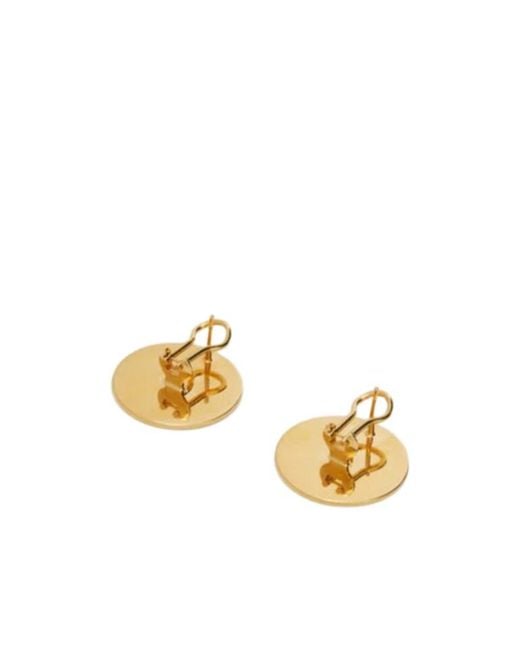 Jil Sander Metallic Engraved-Logo Round Earrings