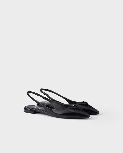 Prada Black Slingback Logo Flat Pumps