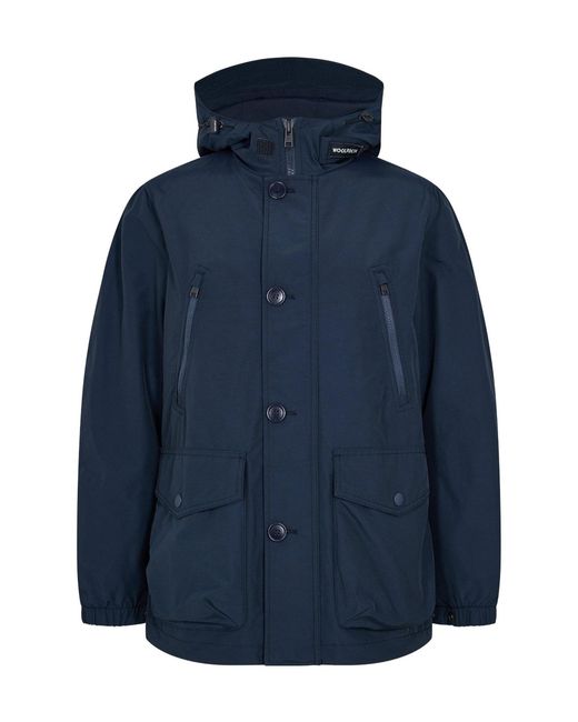 Woolrich Blue Long-Sleeve Hooded Parka for men