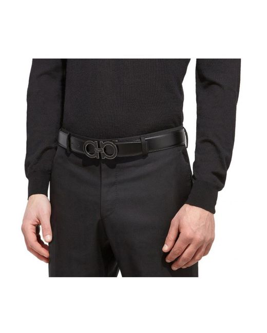 Ferragamo White Double Gancini Buckle Belt for men
