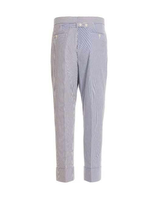 Thom Browne Gray Striped Maxi Turn-Up Hem Pants for men