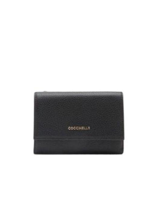 Coccinelle Black Medium Metallic Soft Leather Wallet