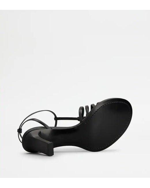 Tod's Black 75Mm Leather Sandals