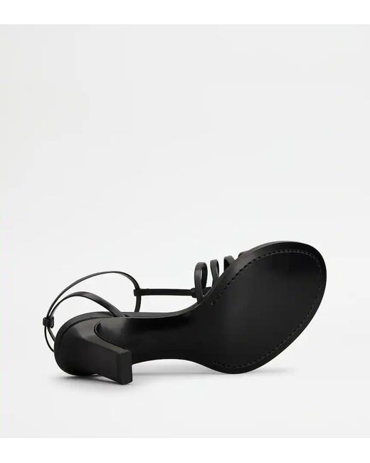 Tod's Black 75Mm Leather Sandals