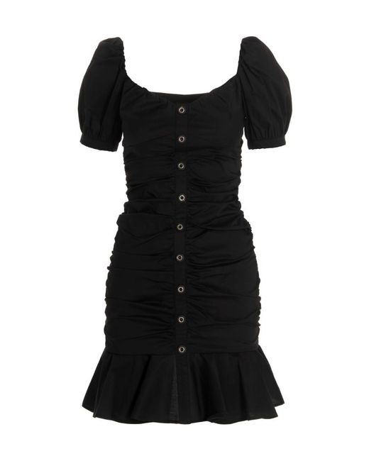Pinko Black Ruched Button-Up Dress