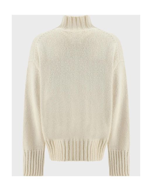 Jil Sander White High Neck Long-Sleeved Jumper