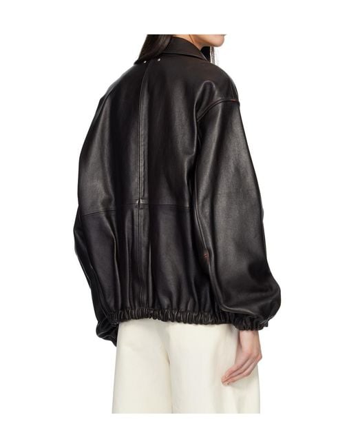 Ssstein Black Zippered Leather Jacket