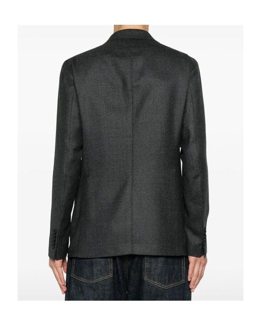 Tagliatore Black Double-Breasted Suit Jacket for men