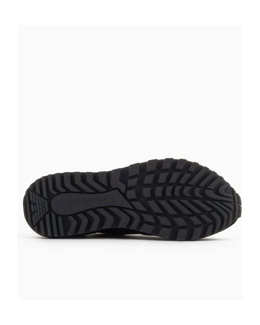 Emporio Armani Black Logo-Detail Knit Sneakers for men
