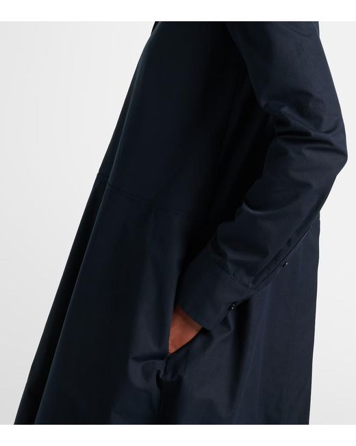 Jil Sander Blue Gathered Cotton Poplin Shirt Dress