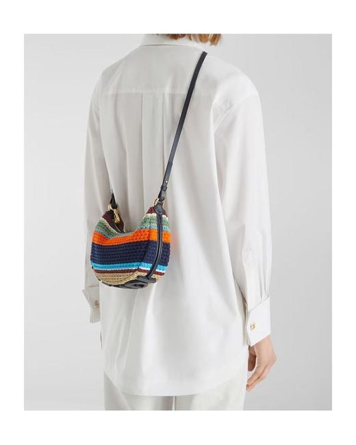 Fendi Blue Mini Graphy Crochet Cross Body Bag