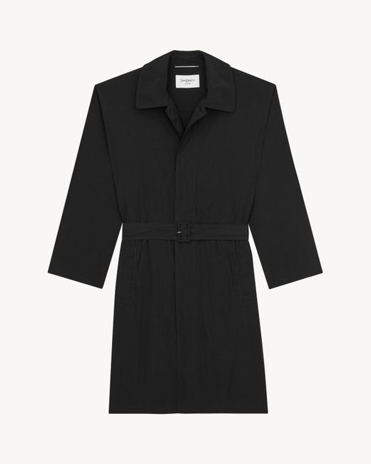 Saint Laurent Black Water-Repellent Trench Coast for men