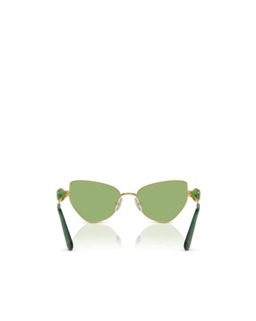Swarovski Green Hinged Crystal-Embellished Cat-Eye Sunglasses