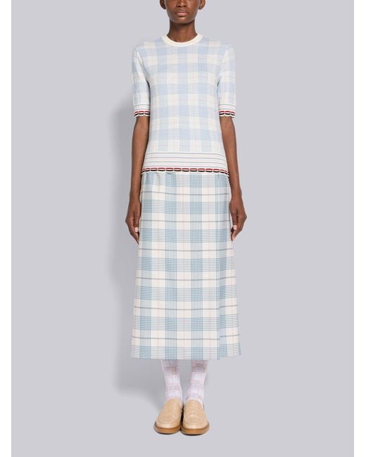Thom Browne White Check-Pattern Knitted Top