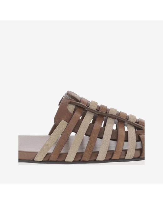 Miu Miu Brown Round-Toe Flat Sandals