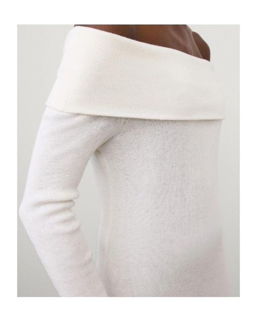 Lisa Yang White Claudina Off-Shoulder Knitted Top