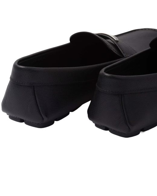Prada Black Triangle-Logo Loafers for men
