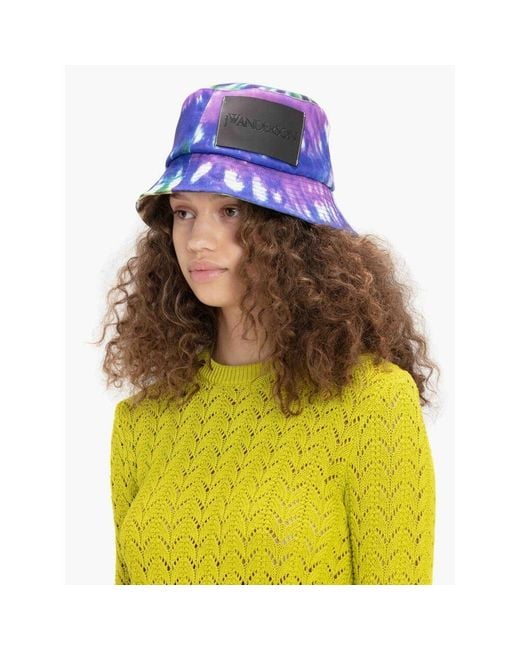J.W. Anderson Blue Jw Anderson Tie-Dyed Logo-Patch Bucket Hat