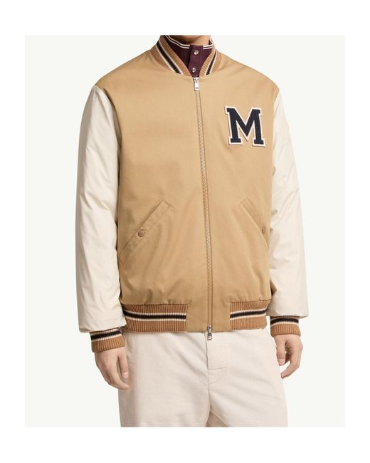 Moncler Natural Oreane Cotton Blend Varsity Down Jacket for men