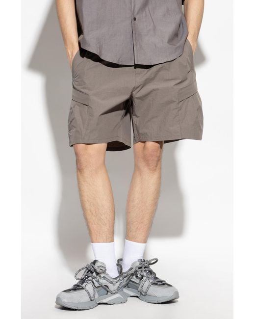 Represent Gray Elastic Waist Cargo Shorts for men