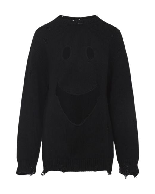 Moschino Black Distressed Crewneck Jumper