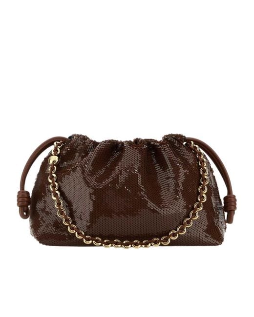 Loewe Brown Flamenco Sequined Leather Clutch