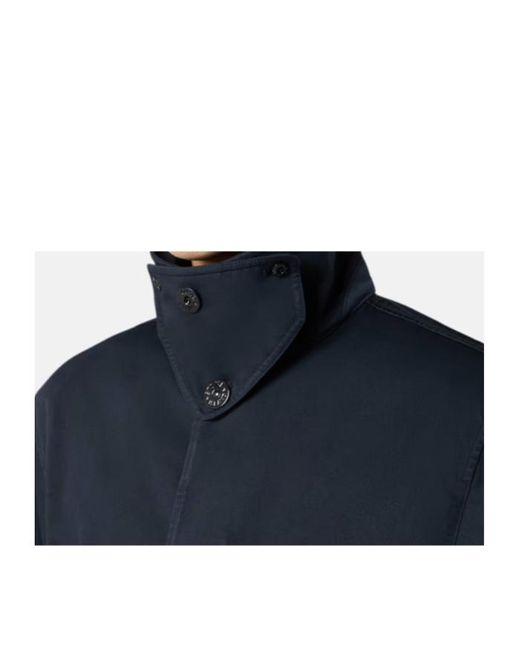 Stone Island Blue Compass-Badge Button-Up Coat for men