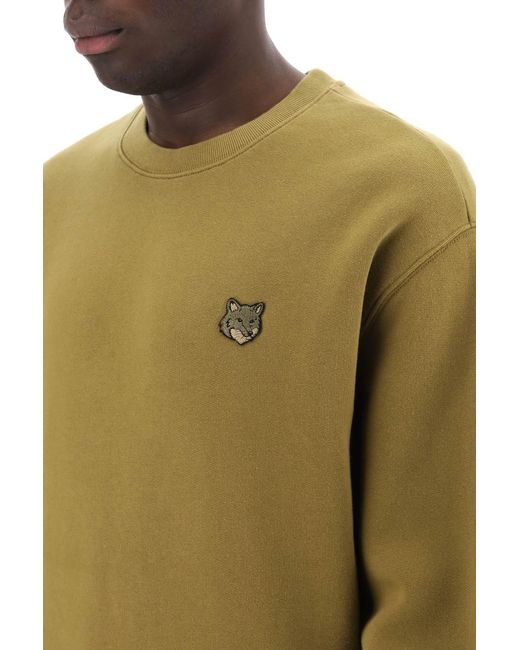 Maison Kitsuné Green Maison Kitsuné Fox Head Patch Crewneck Sweatshirt for men