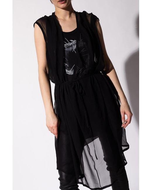 Ann Demeulemeester Black Sheer Panel Shift Dress
