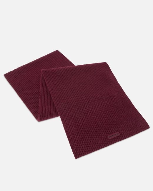 Pinko Purple Ribbed Logo-Patch Scarf
