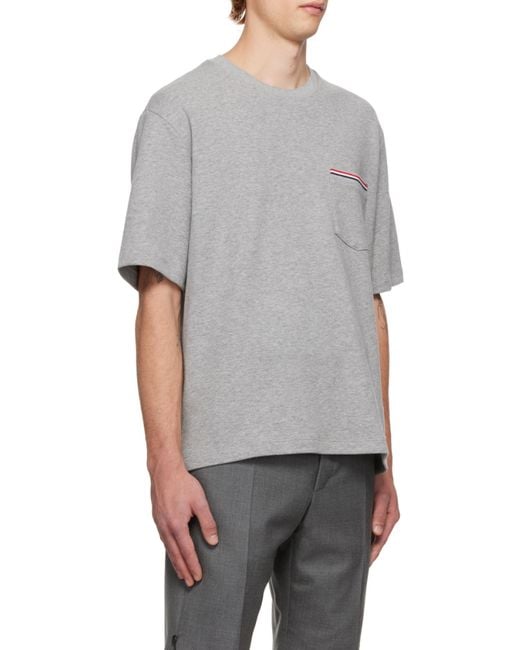 Thom Browne Gray Crewneck Short-Sleeved T-Shirt for men