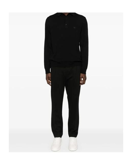 Etro Black Logo Embroidered Knit Polo Shirt for men
