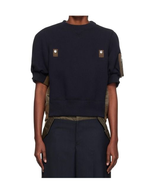 Sacai Blue Sponge X Nylon Twill Sweatshirt