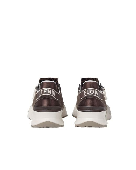 Fendi Brown Flow Lace-Up Sneakers for men