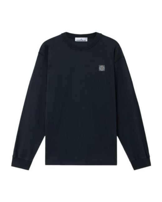 Stone Island Blue Slim-Fit Long-Sleeve T-Shirt With 'Fissato' Effect for men