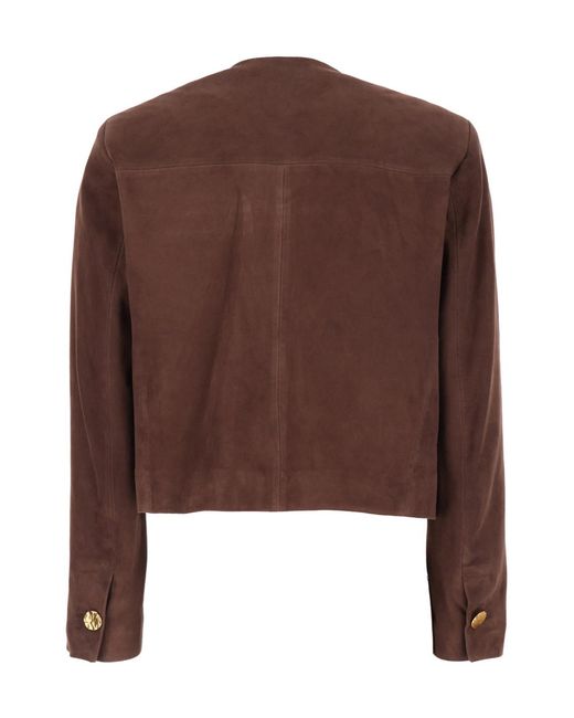 Arma Brown 'Lorenne' Jacket With Round Neck And Front Patch Pockets