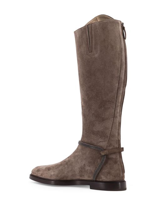 Brunello Cucinelli Brown Buckled Knee Boots