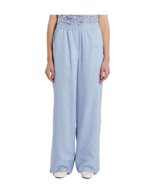 Marella Blue Elastic Waist Casual Pants