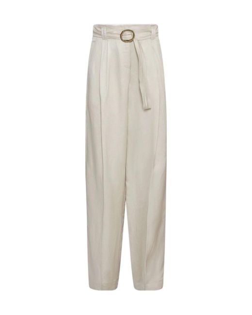 Marella White Pleated Casual Pants