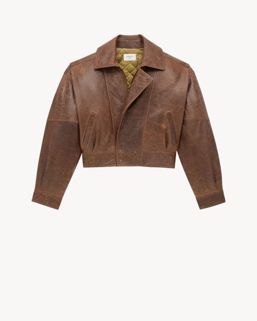 Saint Laurent Brown Aged Bomber Jacket