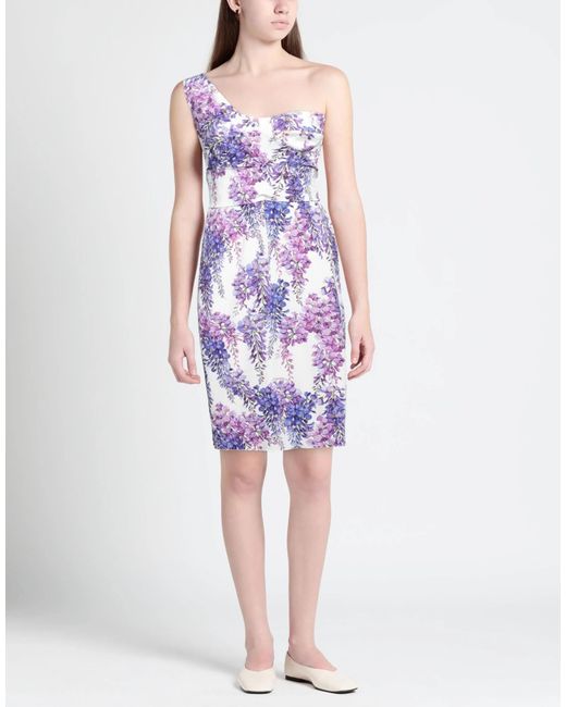 Dolce & Gabbana Purple Off-The-Shoulder Floral Dress