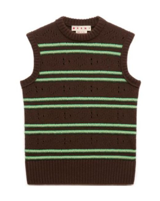 Marni Green Openwork Knit Vest for men