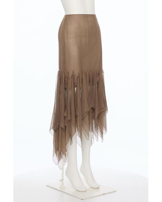 Valentino Natural Asymmetrical Chiffon Skirt