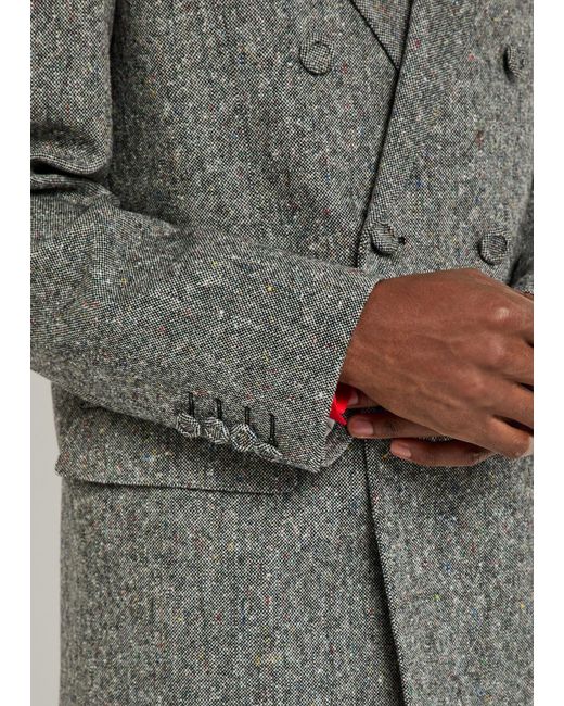 Valentino Gray Double-Breasted Tweed Blazer for men