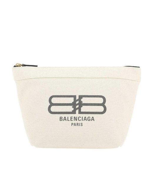 Balenciaga Natural Logo Zipper Handbag