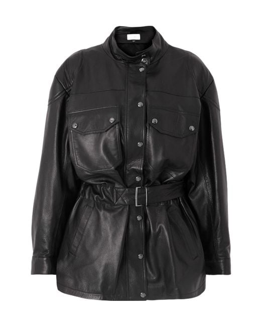 Magda Butrym Black Lace-Up Leather Jacket